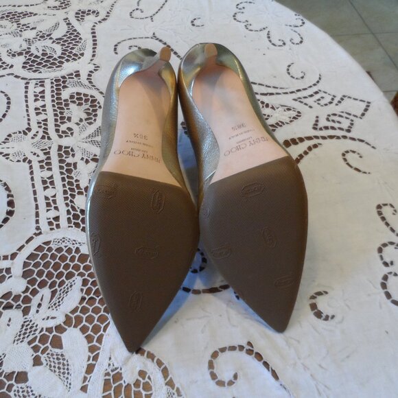 New Jimmy Choo Gold Metallic Ankle Boots w/Front Chain Detail Size 38.5B - Picture 15 of 16